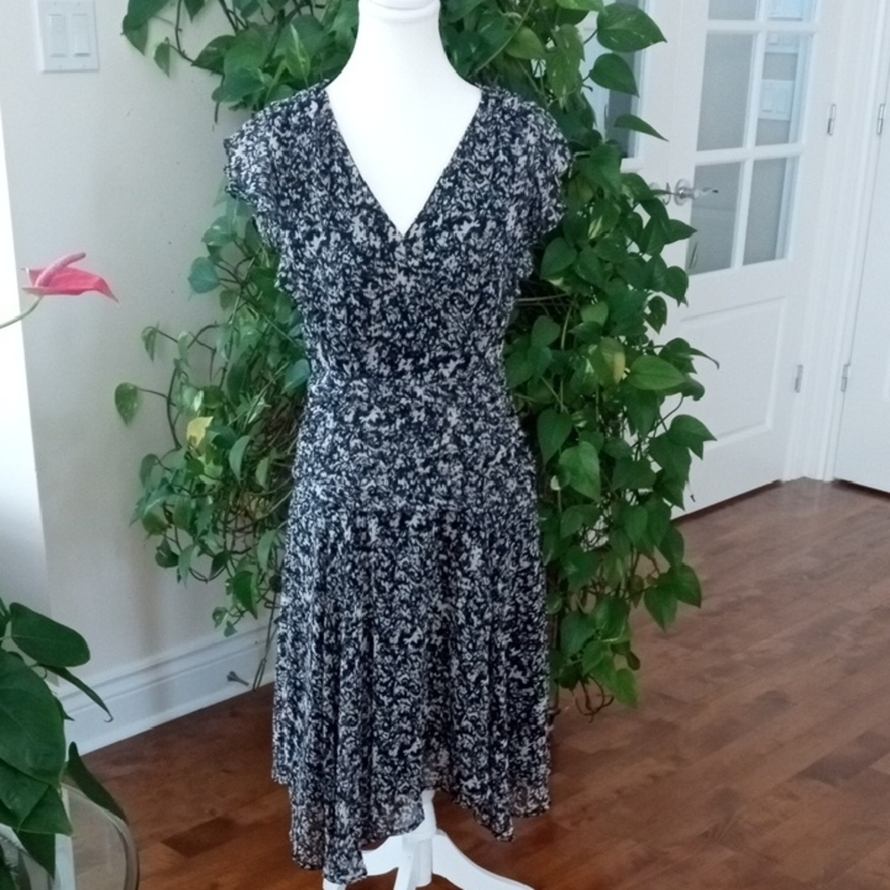 Elegant Black And Multi Color Midi Dress